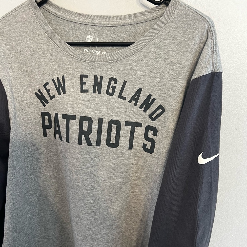 New England Patriots Shirt Adult Large Gray Long Sleeve NFL Football Nike Mens - Picture 4 of 5